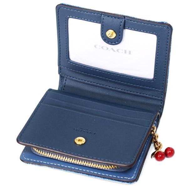 コーチ 財布 COACH デニム さくらんぼ レザー ロゴ チャーム コンパクト スナップ ウォレット 二つ折り 財布 ライトインディゴ CEC35_3