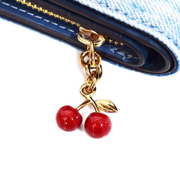コーチ 財布 COACH デニム さくらんぼ レザー ロゴ チャーム コンパクト スナップ ウォレット 二つ折り 財布 ライトインディゴ CEC35_8