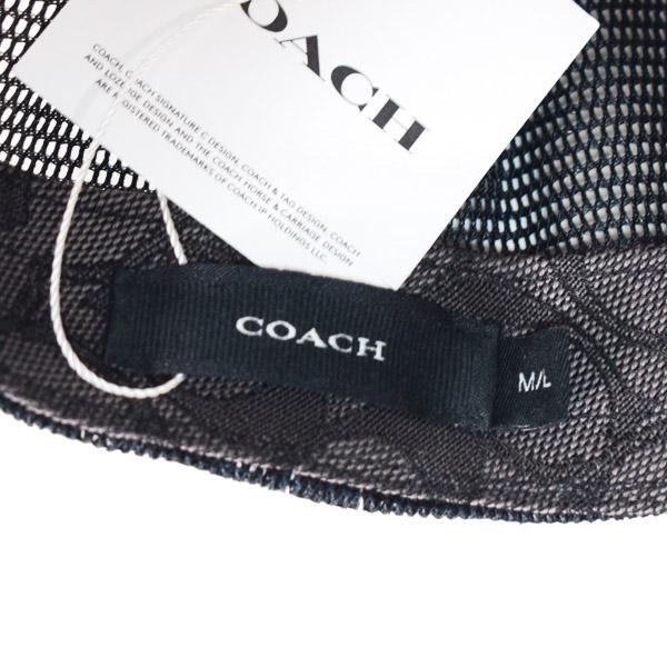 コーチ 帽子 COACH シグネチャー コットン メッシュ ロゴ エンブロイダード トラッカー ハット キャップ ブラック M/L CAA61_6