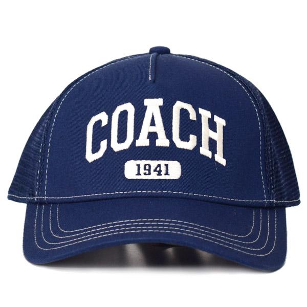 コーチ 帽子 COACH シグネチャー コットン メッシュ ロゴ エンブロイダード トラッカー ハット キャップ ネイビー XS/S CAA61_1