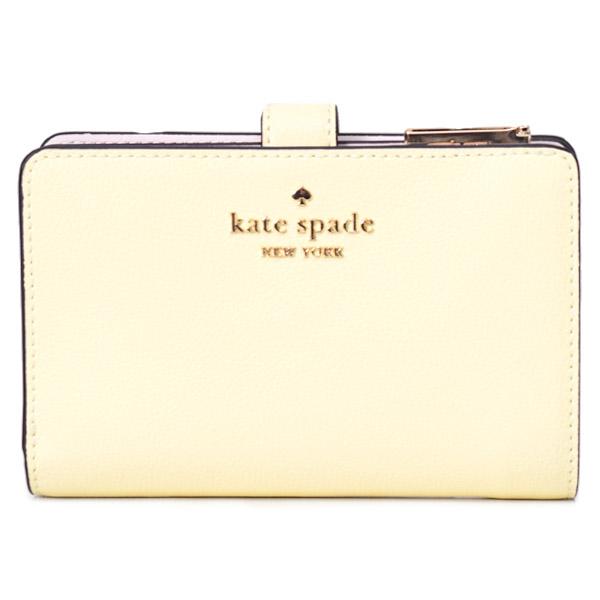 ケイトスペード 財布 katespade レザー ロゴ ミディアム バイフォールド ウォレット 二つ折り コンパクト財布 レモンフォンダン KN751