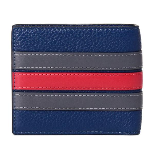 コーチ メンズ 財布 COACH レザー ストライプ バーシティ ID ビル 