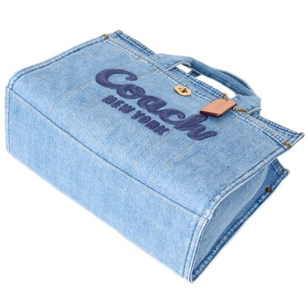 コーチ バッグ COACH デニム カーゴ トート レザー 刺? ロゴ 2WAY