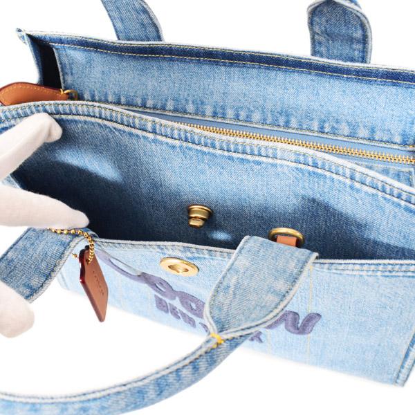 コーチ バッグ COACH デニム カーゴ トート レザー 刺? ロゴ 2WAY