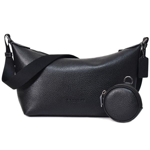 コーチ メンズ バッグ COACH レザー スモール フィン コインケース ポーチ付き クロスボディ 斜め掛け ショルダーバッグ ブラック CCG20