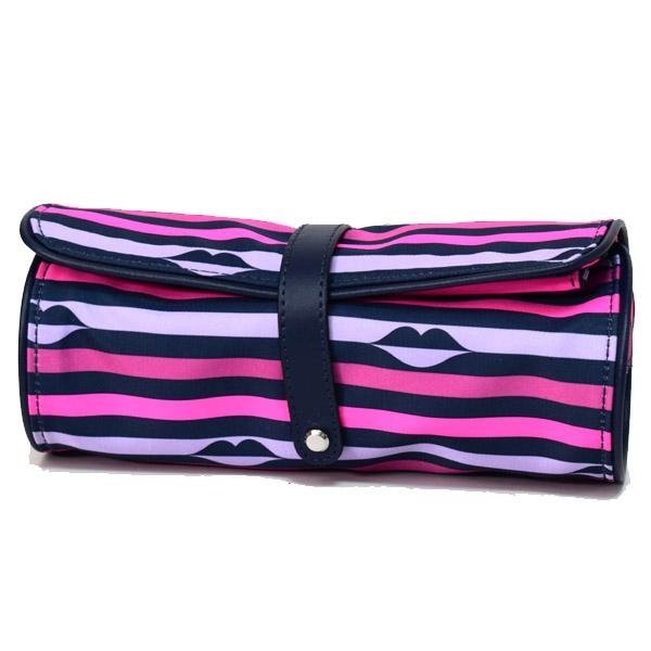 ケイトスペード ポーチ katespad ナイロン レザー ジェー リップ プリント ボーダー ストライプ ジュエリー ロール ポーチ ケース ピンクマルチ WLRU5933