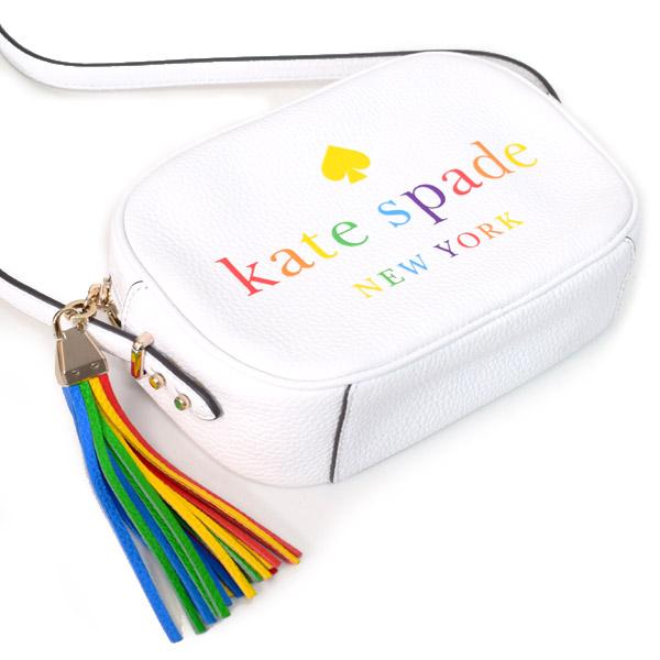 ケイトスペード バッグ katespade ぺブルレザー コートニー スペクトラム ロゴ レインボー 虹 タッセル カメラバッグ クロスボディー 2WAY 斜めがけ ショルダー クラッチバッグ ホワイトマルチ WKRU6941 ショルダーバッグ