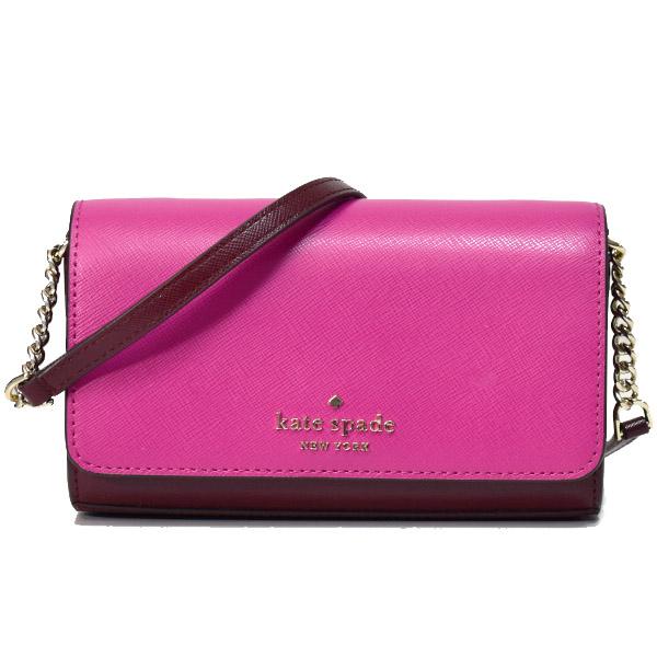 ケイトスペード バッグ katespade サフィアーノレザー ステイシー カラーブロック スモール フラップ クロスボディ 2way クラッチ 斜めがけ ウォレット チェーン ショルダーバッグ ピンクマルチ WLR00119の通販は