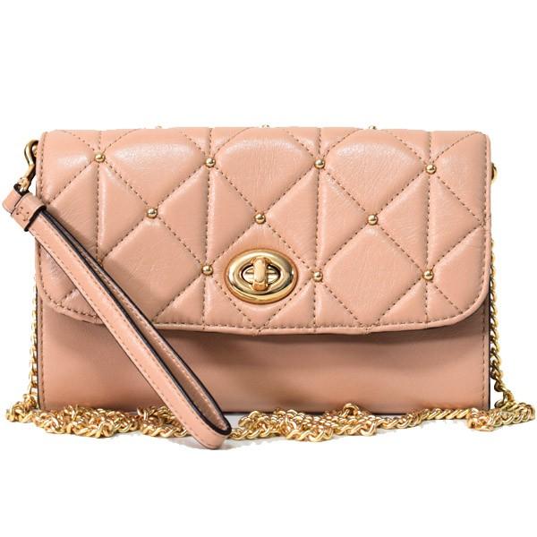 コーチ職 御徒面子 COACH カーフレザー キルティング スタッズ チェーン店 クラッチペダル 差し交わす上半身 肩先 2way 御徒面子 砂浜材木【訳あり】23816