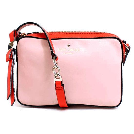 ケイトスペード バッグ katespade ケイトスペード レザー 斜め掛け ショルダーバッグ ピンク×オレンジレッド 【訳あり】3587