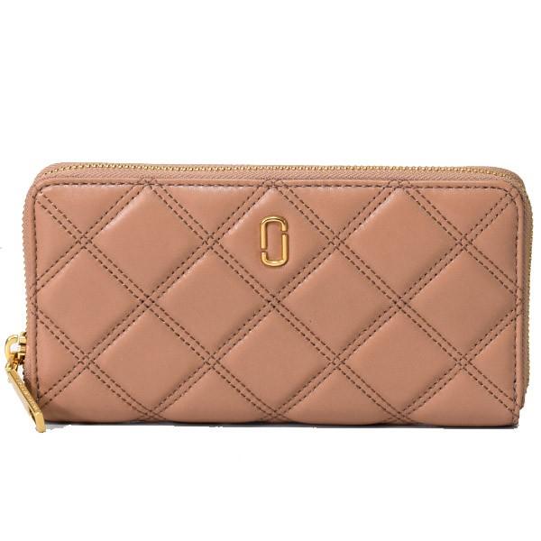 マークジェイコブス 長財布 MARC JACOBS ラムスキン レザー DOUBLE J ロゴ キルティング ダブルステッチ アコーディオンジップ 長財布 ベージュマルチ M0012085