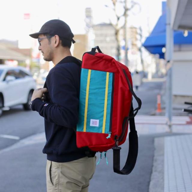 TOPO DESIGNS MOUNTAIN DUFFEL 40L トポデザイン サイクリング マウンテン ダッフルバッグ サイクリングバッグ しまなみ海道 とびしま海道 車移動 旅行 旅 飛行機