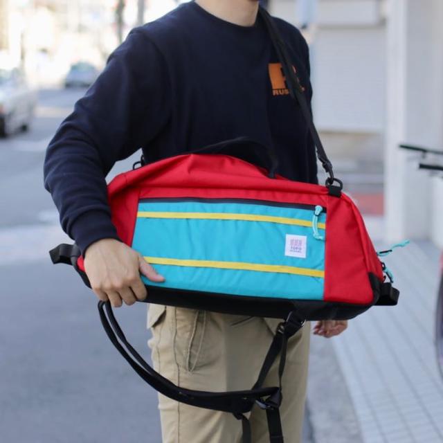TOPO DESIGNS MOUNTAIN DUFFEL 40L トポデザイン サイクリング マウンテン ダッフルバッグ サイクリングバッグ しまなみ海道 とびしま海道 車移動 旅行 旅 飛行機