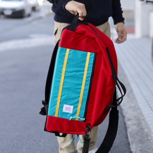 TOPO DESIGNS MOUNTAIN DUFFEL 40L トポデザイン サイクリング マウンテン ダッフルバッグ サイクリングバッグ しまなみ海道 とびしま海道 車移動 旅行 旅 飛行機