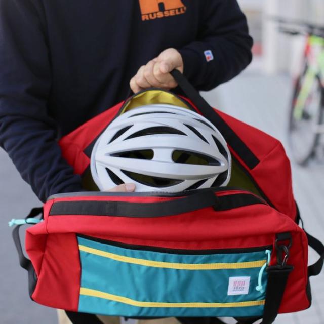 TOPO DESIGNS MOUNTAIN DUFFEL 40L トポデザイン サイクリング マウンテン ダッフルバッグ サイクリングバッグ しまなみ海道 とびしま海道 車移動 旅行 旅 飛行機