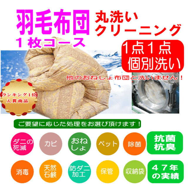 羽毛 布団 クリーニング 専用 1枚専用コース 保管無料 防ダニ加工 ふとん 丸洗い クリーニング１点１点単品洗い ウィルス除菌消毒 ダの通販はau  PAY マーケット - ハッピー寝具ラボ