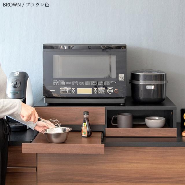 ANY/アニー キッチンカウンター サブテーブル タイプC 2列トレー 引出し ホワイト色 全2色 幅80×奥行き40×高さ5cm 合成樹脂化粧板 メラミン_5