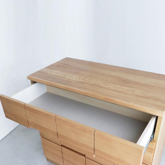 CEK-CST 4段チェスト/幅90cm 引出しの収納 タンス【2台セット】ナチュラル色 幅90×奥行45×高さ85cm パイン無垢材 強化紙 スライドレール仕様 サイドテーブル リビング収納