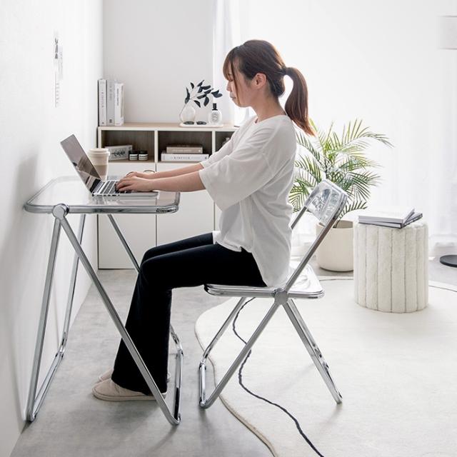 デスクセット デスク リビング学習 PC ドレッサー スリム 折りたたみ クリア モニター台 ラック 北欧 机 勉強机 120cm幅 Gras_15