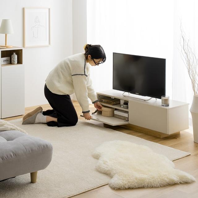 テレビ台 PIM 100cm幅 テレビボード 組立品 ローボード ロータイプテレビ台 北欧 木目柄ナチュラル グレージュ 全2色 引出し_15