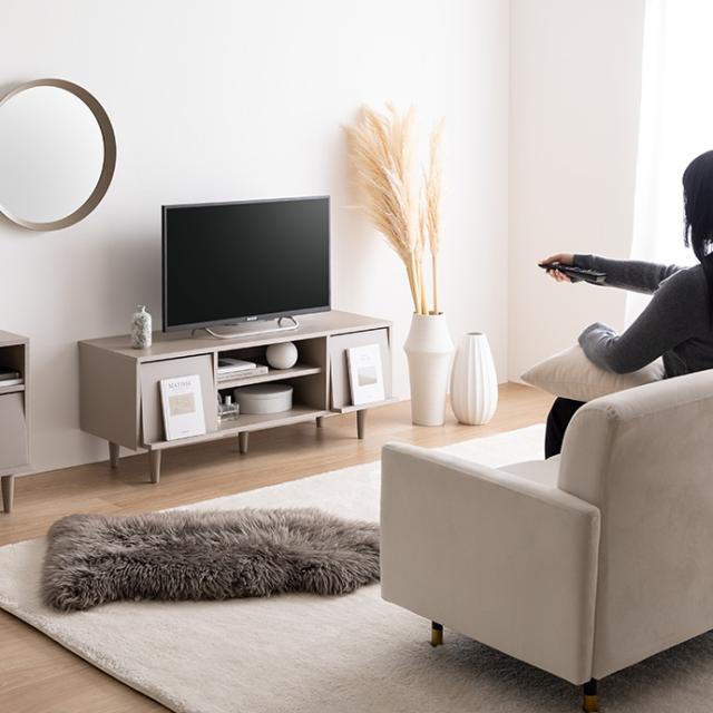 テレビ台 テレビボード CARU 110cm幅 組み立て品 ホワイト色 グレージュ色 フラップ扉 ローボード ロータイプテレビ台 北欧 ECRF_11