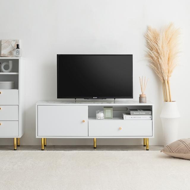 テレビ台 Cara 110cm幅 テレビボード 組立品 ローボード ロータイプテレビ台 大理石模様 ホワイト ゴールド脚 コンパクト 北欧_15