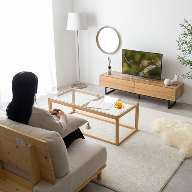テレビ台 Mars 140cm幅 テレビボード 組立品 ローボード ロータイプテレビ台 北欧 飾り棚 引出し フラップ扉 木目_11