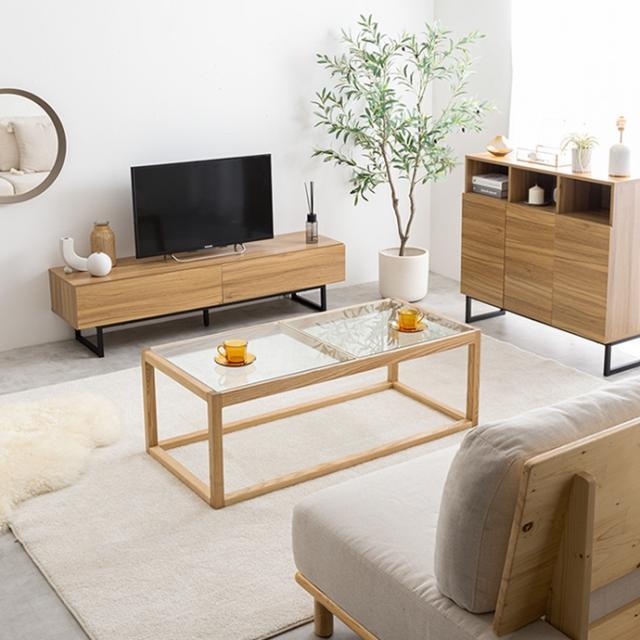 テレビ台 Mars 140cm幅 テレビボード 組立品 ローボード ロータイプテレビ台 北欧 飾り棚 引出し フラップ扉 木目_12