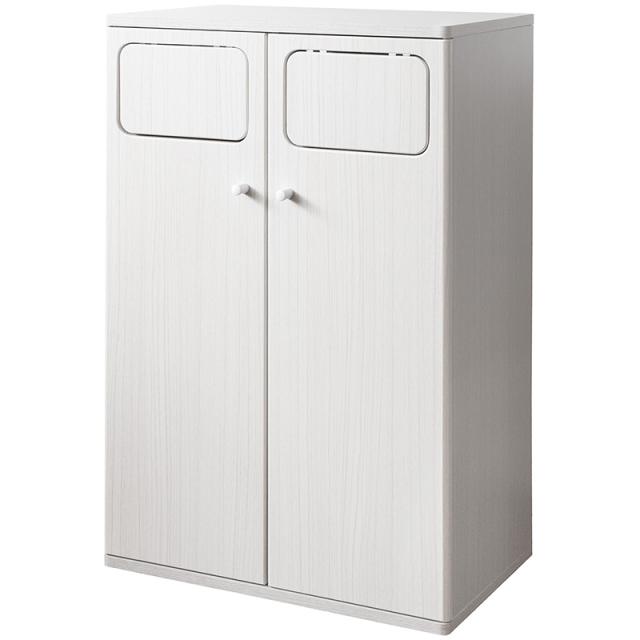 EPO-C-DB 木製ダストボックス 【2台セット】ブラウン/全3色 45L×2か所 プッシュ扉 幅50×奥行き30×高さ80cm 分別 木目 ゴミバコ ごみばこ 店舗用 フタ付き ウッド おしゃれ 大容量  ごみ箱_2