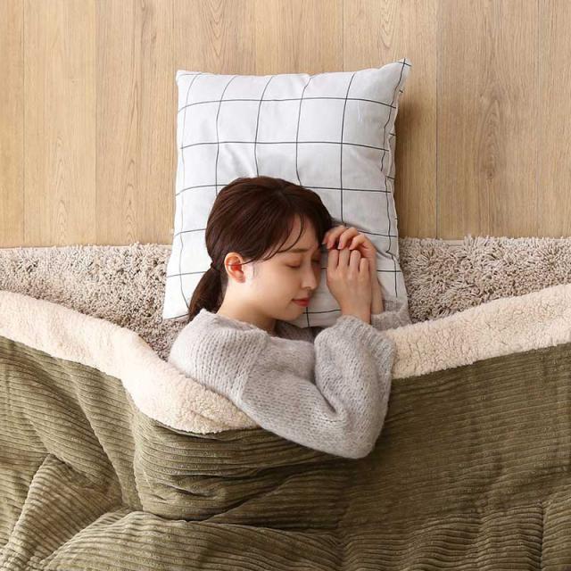 【こたつ本体・掛け布団 2点セット】FANK コーデユロイこたつ掛布団（長方形）ベージュ/全5色 テーブルはブラウン/ホワイトのリバーシブルの通販は