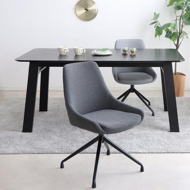 回転式ダイニングチェア 3脚セット グレー色/全2色 ポリエステル布張り 幅55×奥行き55×高さ84cm 肘つき デスクチェア 店舗用にも LYZK-DC FRB-DC 回転式ダイニングチェア 3脚セットチャコールグレー色⁄全2