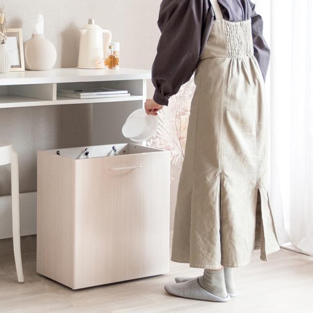 木目調 分別 ダストボックス 【1台単品】ホワイト/ブラウン/ナチュラル 幅50×奥行き30（取っ手含33）×高さ55.5cm 古紙入れ ゴミ箱 ゴミバコ ごみばこ スリム 店舗ダストBOX ウッド 木目 おしゃれ GMM-DB_4