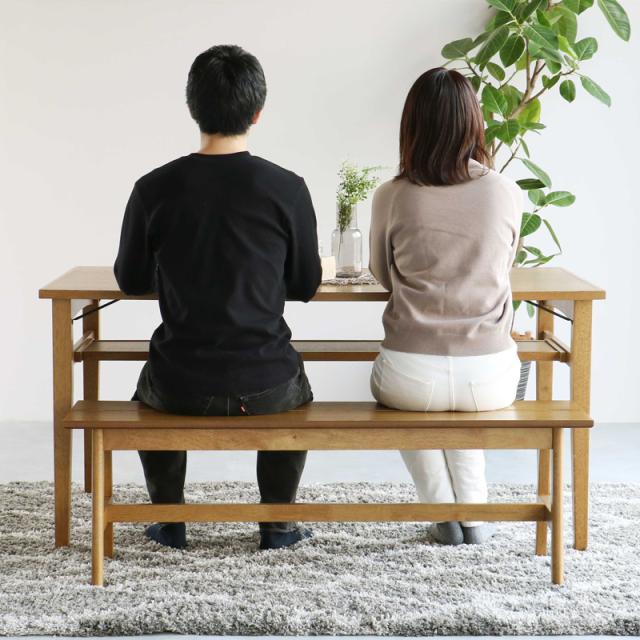 RSC ダイニングベンチ 【2脚セット】 カラー| ナチュラル色（オーク） サイズ| 横幅125 奥行33 高さ74cm座面高さ43.5cm 主素材| ラバーウッド材 天然木 無垢 北欧スタイル シンプル木製ベンチ_5