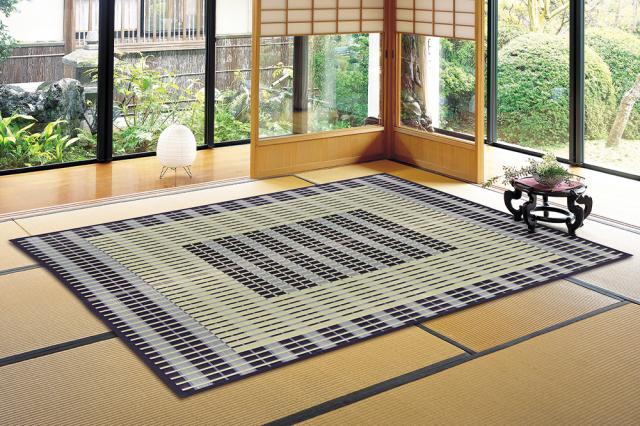 い草ラグ（裏張りなし） RKS 江戸間4.5畳　約261×261cm ブルー 日本製 国産 畳ラグ 夏 ラグ い草カーペット イ草 ラグマット 日本製 軽量 傷防止 和モダン おしゃれ 和室 和風 モダン 防カビ ゴザ 寝ござ 夏用_1