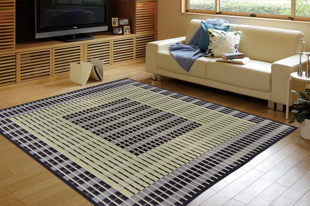 い草ラグ（裏張りなし） RKS 江戸間4.5畳　約261×261cm ブルー 日本製 国産 畳ラグ 夏 ラグ い草カーペット イ草 ラグマット 日本製 軽量 傷防止 和モダン おしゃれ 和室 和風 モダン 防カビ ゴザ 寝ござ 夏用_2