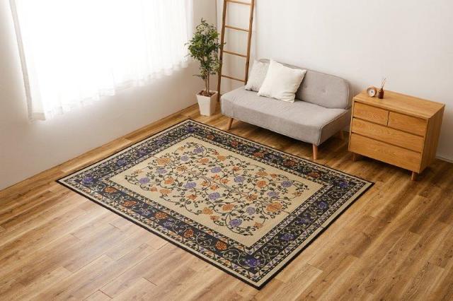 い草カーペット（裏張りあり） IDA 江戸間6帖 約261×352cm ボタニカル柄 花柄 日本製 国産 スベリ止め 畳ラグ 夏 ラグ い草カーペット イ草 ラグマット 日本製  軽量 傷防止 和モダン おしゃれ 和室 和風 モダン 防カビ 夏用_4
