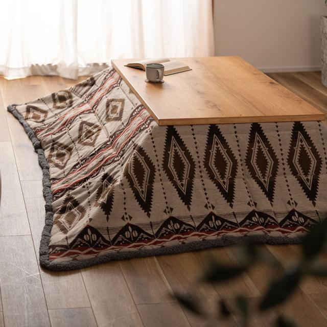 掛け布団単品】OGKF オルテガ柄 薄掛け こたつ布団 幅190 奥行190cm