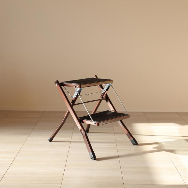 AST-SP ブラウン 脚立 折りたたみ 踏み台 2段　材料 スチール　サイズ 幅42 奥行48 高さ43cm　ステップ台 完成品 おしゃれ 洗車台の通販は 5,800円