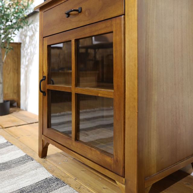 アンティーク 鉄脚 ローボード キャビネット 古家具 ラック 木味