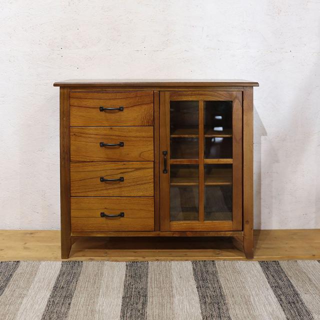 アンティーク調 木製キャビネット ブラウン 収納家具 ヴィンテージ 古家具