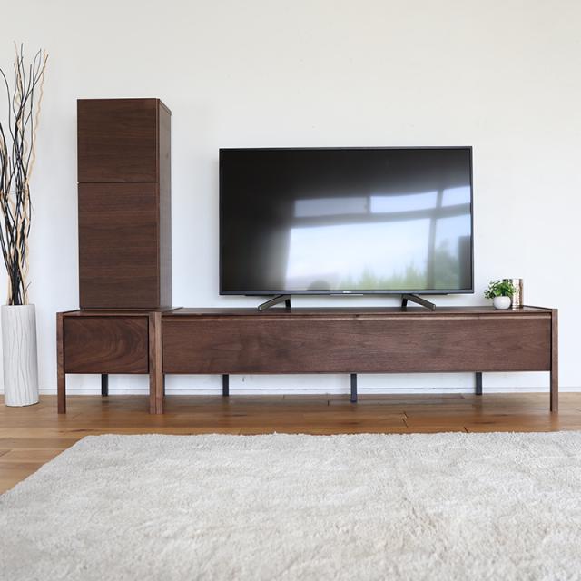 RST テレビ台 160cm テレビボードセット左タイプ ブラウン ウォールナット無垢材 幅 2000 奥行 445 高さ 1302 mm 国産 日本製 左タイプキャビネット_2