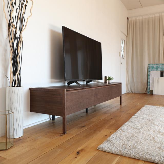 RST テレビ台 180cm テレビボード ブラウン ウォールナット無垢材 幅 1800 奥行 445 高さ 407 mm  国産 日本製 ローボードの通販は 42,770円