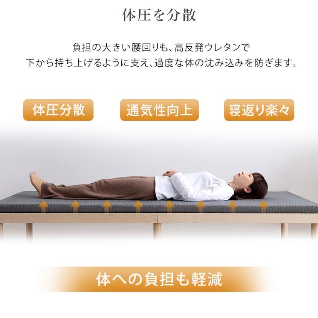 高反発ウレタンマットレス 5cm厚 (ダブル) カバー手洗いOK 軽量 マットレストッパー 敷布団にも 寝心地選べるリバーシブル_3