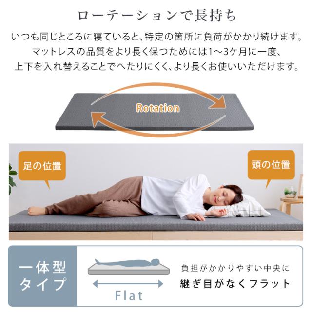 高反発ウレタンマットレス 5cm厚 (ダブル) カバー手洗いOK 軽量 マットレストッパー 敷布団にも 寝心地選べるリバーシブル_8