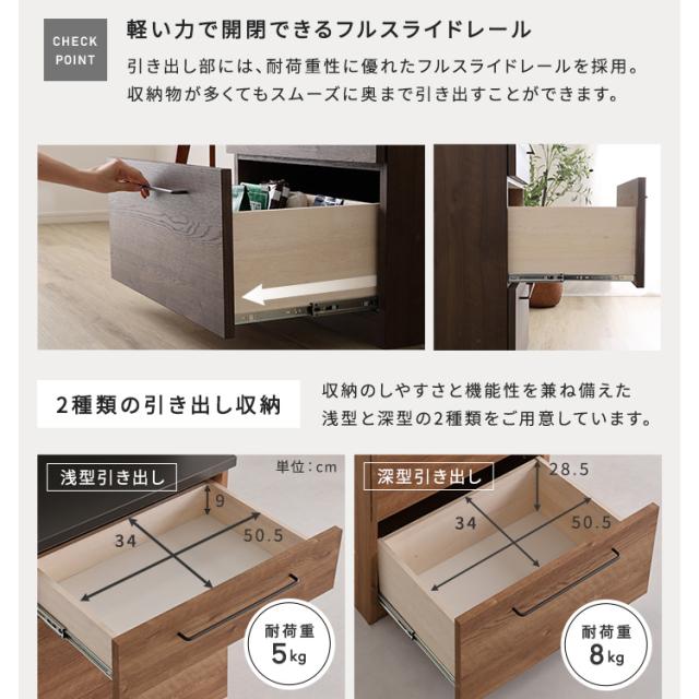 キッチンカウンター LGO 60cm 日本製 木目×スチール 美しく丈夫なブラックトップ  (扉収納)  ナチュラル色　ウォールナット色