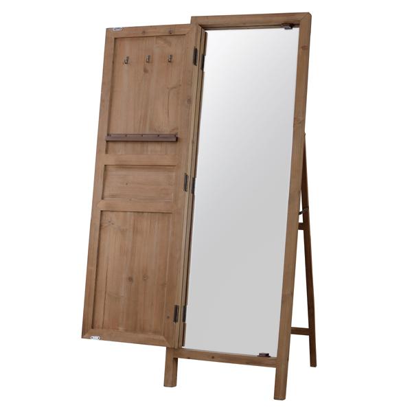 木製スタンドミラー フック付きブラウン 木製スタンドミラー フック付きブラウン 【公式通販】