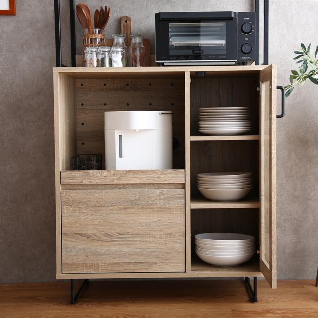 WRW-Bタイプ 食器棚 幅 80cm ダイニングボード ナチュラル ブラウン 2