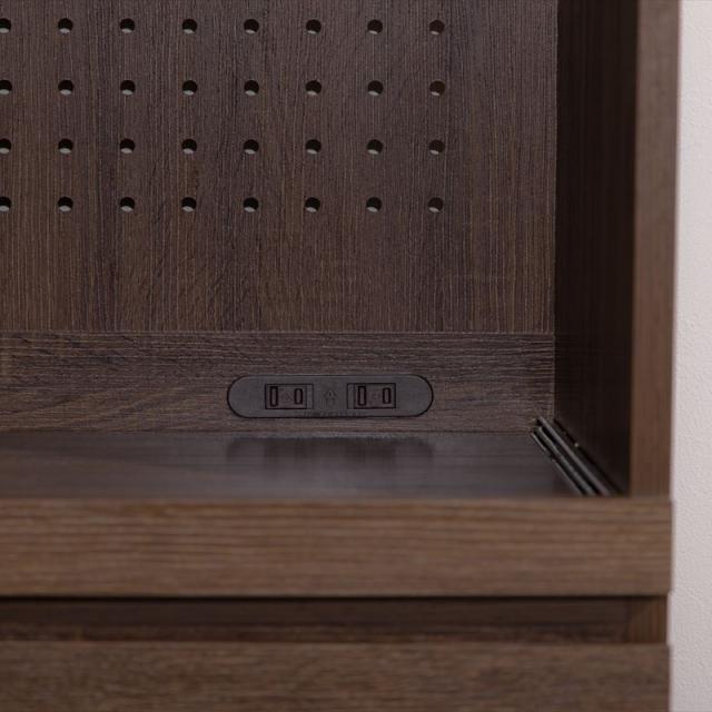 COTI キッチンカウンター 幅120 cm マットなブラック天板 木目調ブラウン カウンター レンジ台 組み立て商品 キッチン収納 食器棚_5