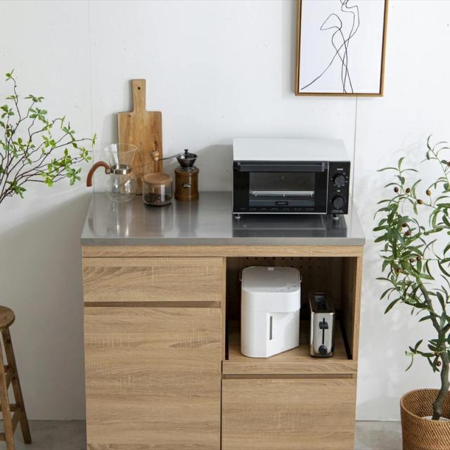 FEZU キッチンカウンター 幅 90 cm ステンレストップ 天板