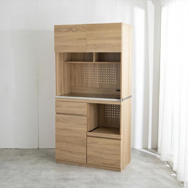 FEZU 食器棚 幅 90 cm キッチンボード ステンレストップ 天板 サイズ